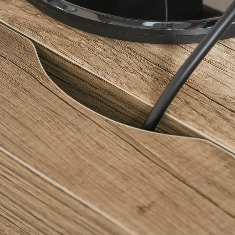 HOMCOM Rectangle Computer Desk Thick Board with Shelves Home Office Table, Wood Color