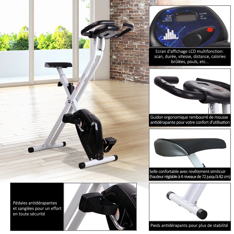 HOMCOM Steel Manual Home Exercise Bike w/ LCD Monitor Black
