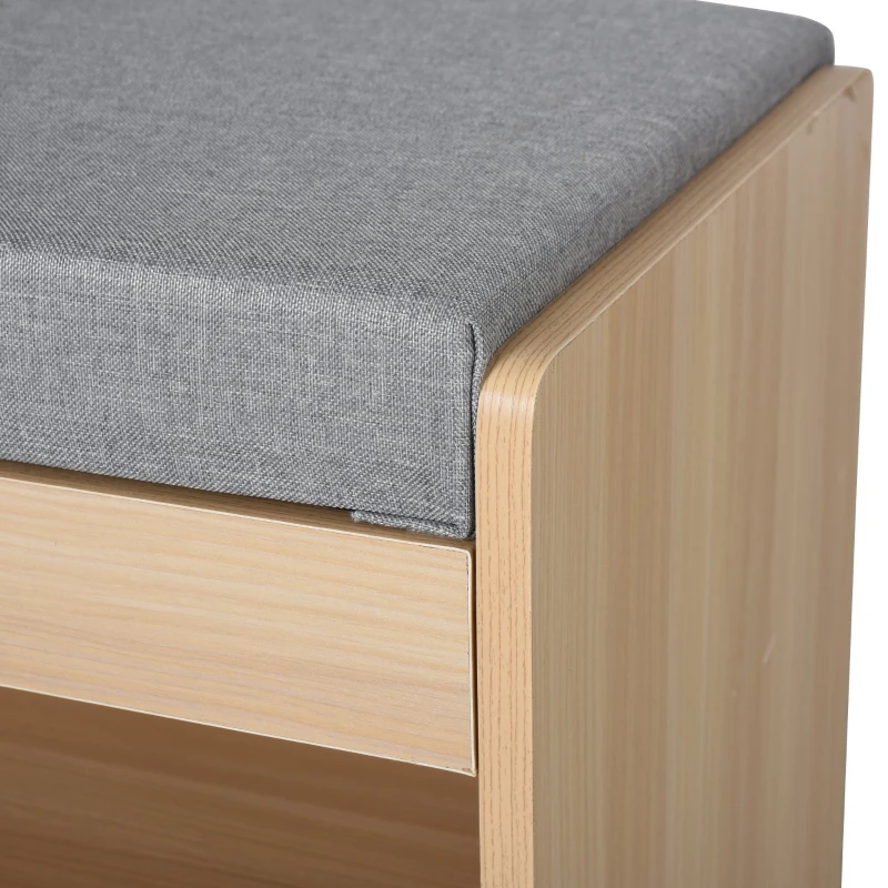 HOMCOM MDF Multi-Compartment Shoe Storage Bench Grey/Oak