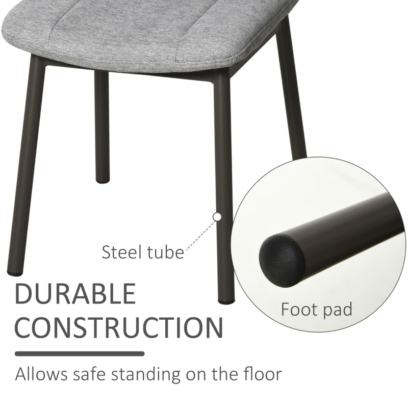 HOMCOM 2 Pieces Armless Dining Chair with Metal Leg Sponge Padding for Home Office