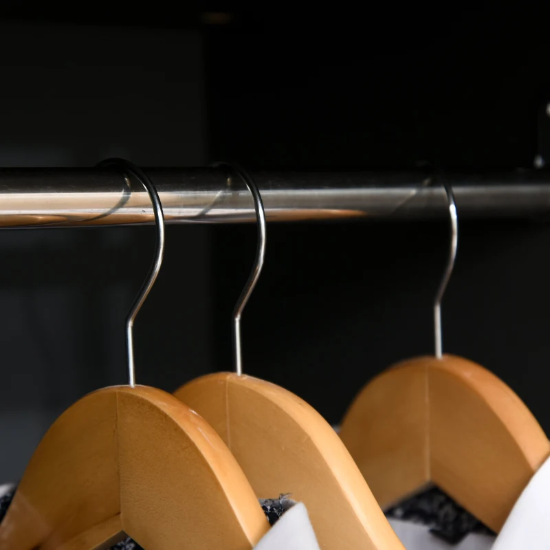 HOMCOM Cloth Wardrobe, Wood Grain Sticker Surface with Shelf, Hanging Rod and 2 Drawers 90x50x190cm