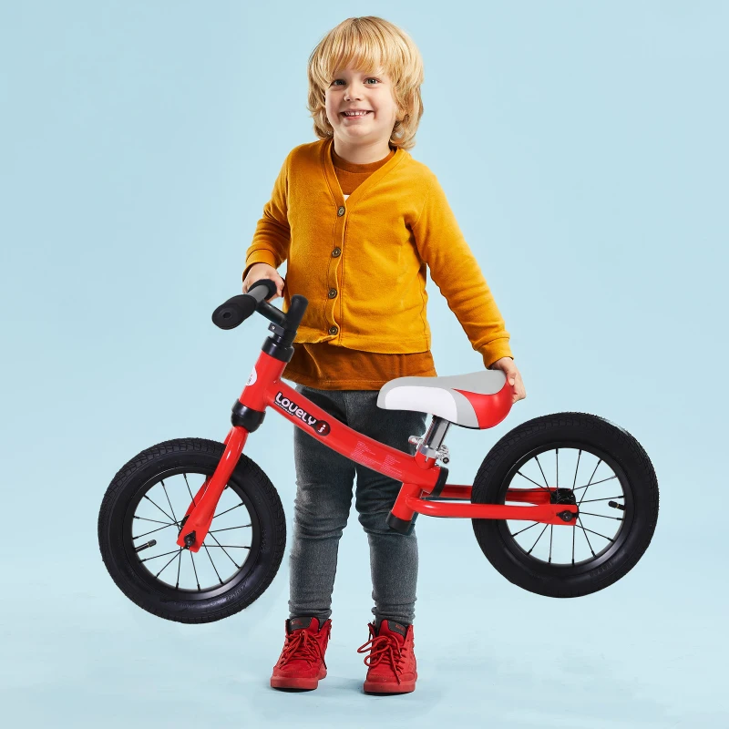 HOMCOM Balance Bike Toddlers No Pedal Push & Pull Red