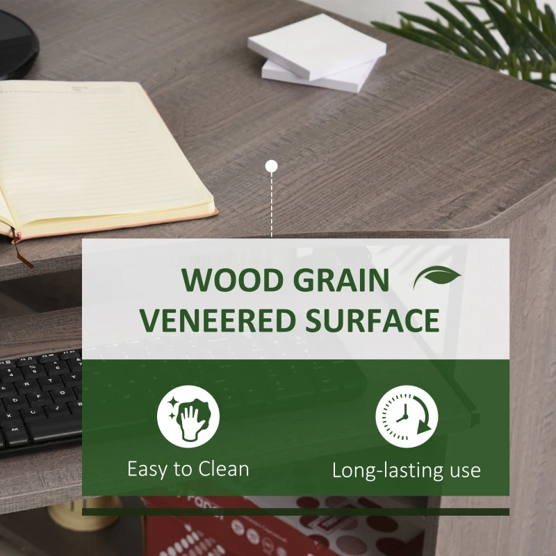 HOMCOM Computer Table Particle Board Corner Computer Desk Grey