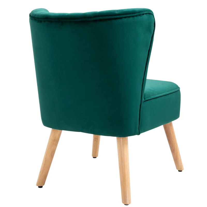 HOMCOM Faux Velvet Vertical Tufted Accent Chair Green