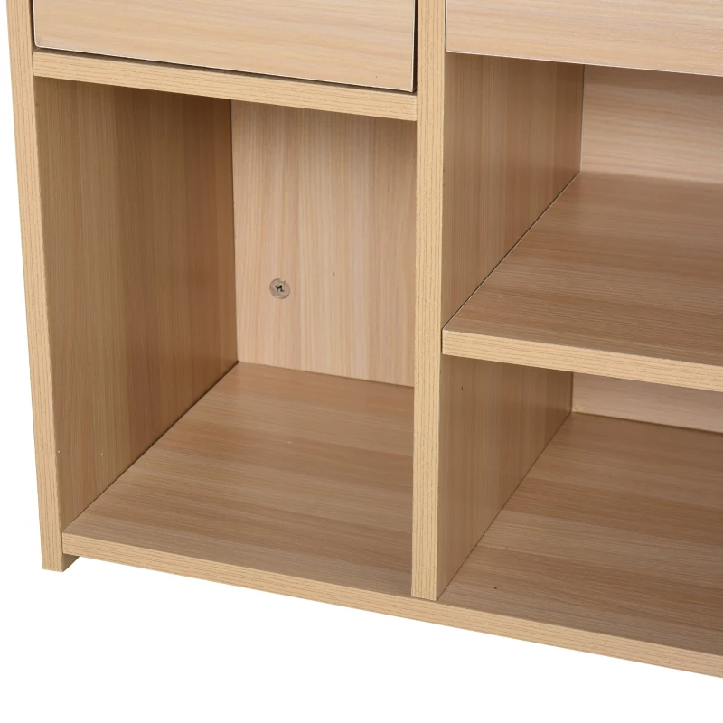 HOMCOM MDF Multi-Compartment Shoe Storage Bench Grey/Oak