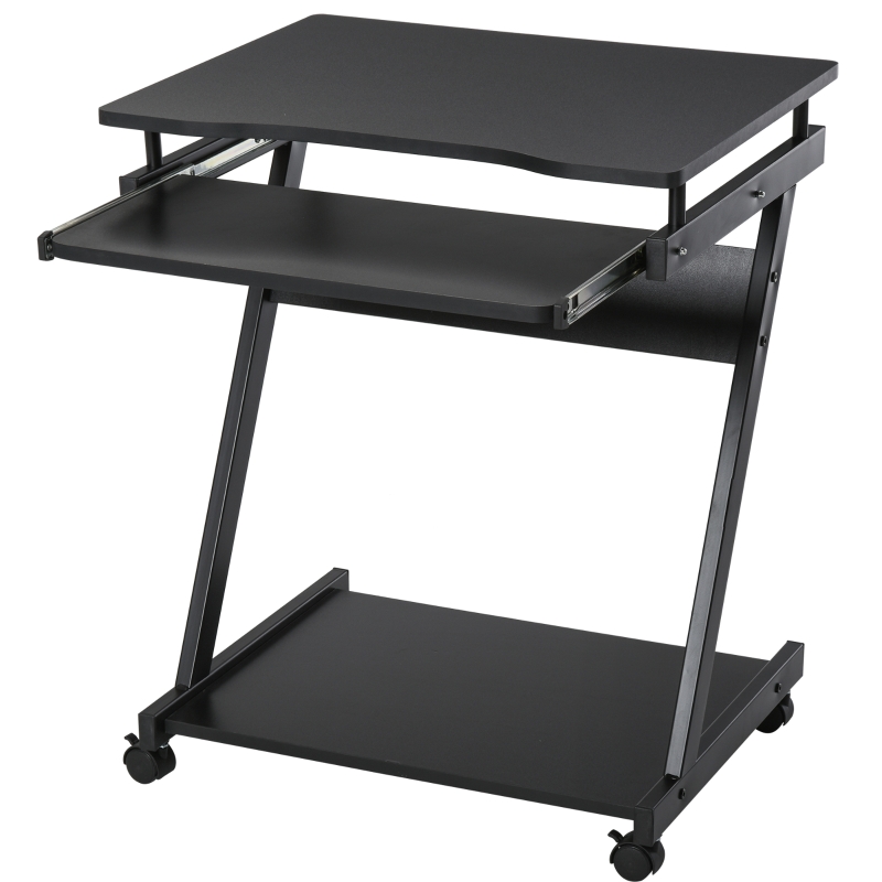 HOMCOM Particle Board Rolling Computer Desk w/ Wheel Lock - White