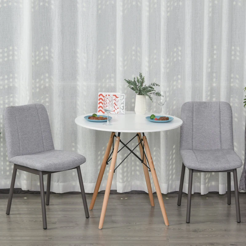 HOMCOM 2 Pieces Armless Dining Chair with Metal Leg Sponge Padding for Home Office