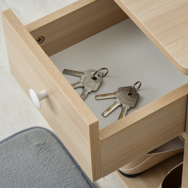 HOMCOM MDF Multi-Compartment Shoe Storage Bench Grey/Oak