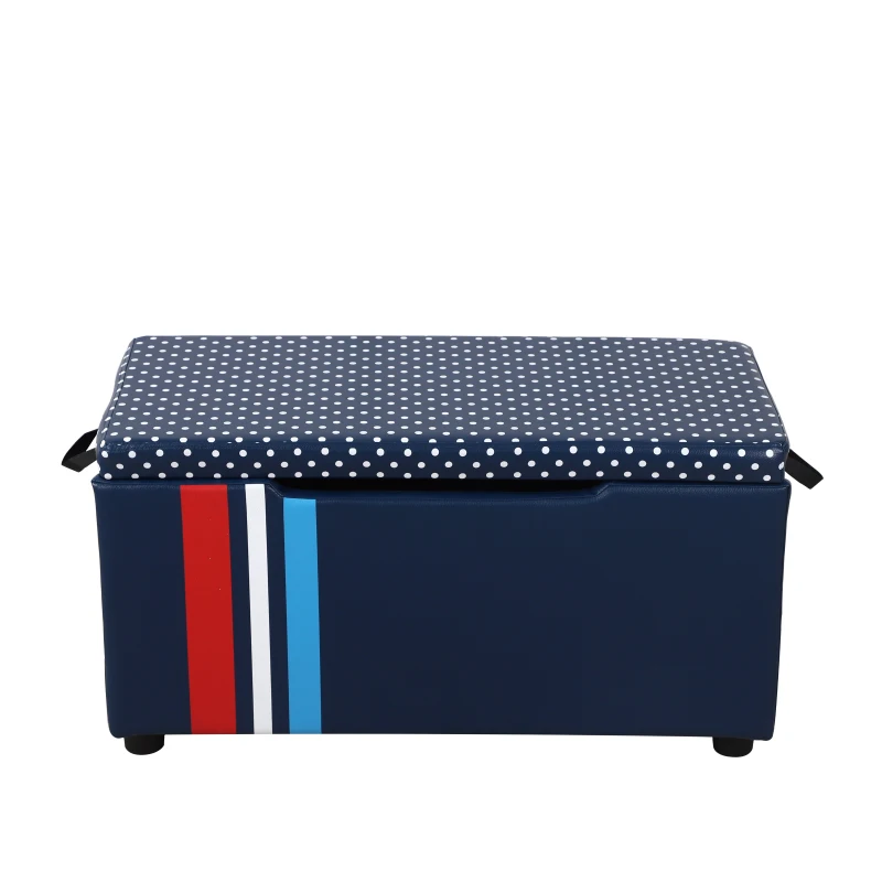 HOMCOM Kids PVC Collapsible Storage Bench Blue