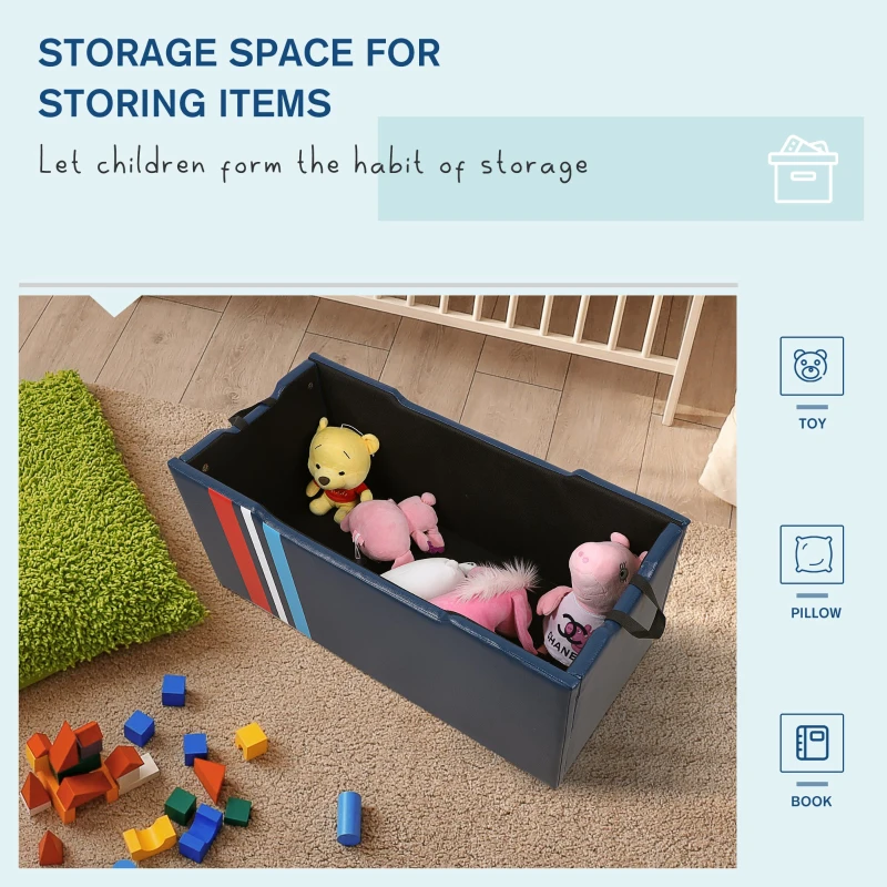 HOMCOM Kids PVC Collapsible Storage Bench Blue