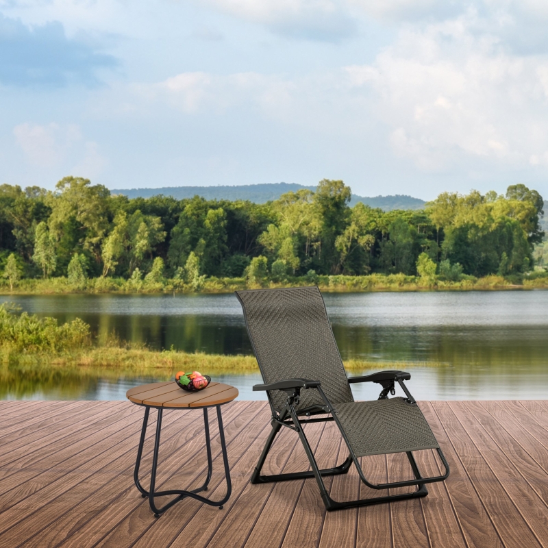 Outsunny Set of 2 Sun Lounger Zero Gravity Patio Rattan Deck Chairs