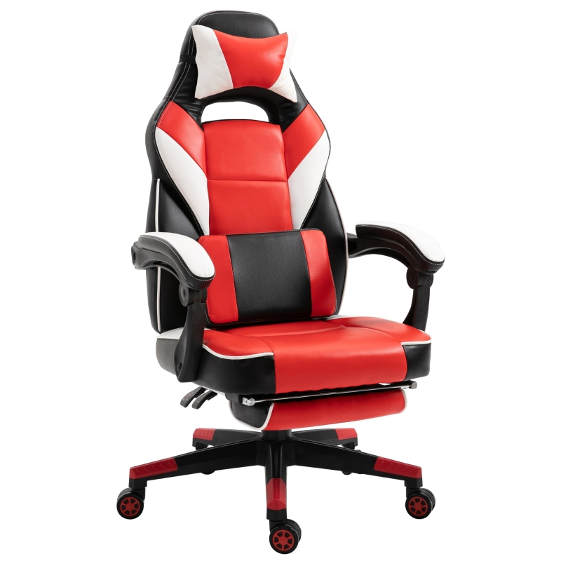 Vinsetto PU Leather Extendable Footrest Gaming Chair Red
