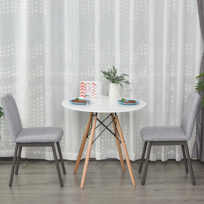 HOMCOM 2 Pieces Armless Dining Chair with Metal Leg Sponge Padding for Home Office