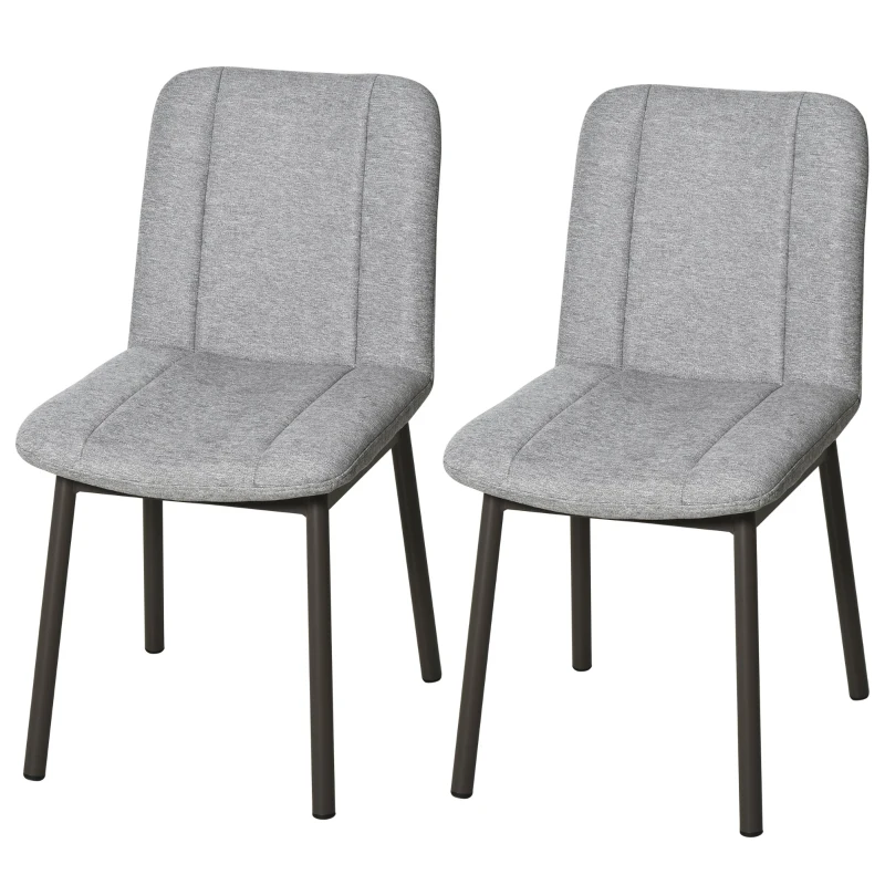 HOMCOM 2 Pieces Armless Dining Chair with Metal Leg Sponge Padding for Home Office