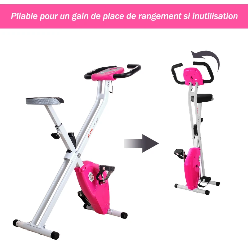 HOMCOM Steel Manual Home Exercise Bike w/ LCD Monitor Pink