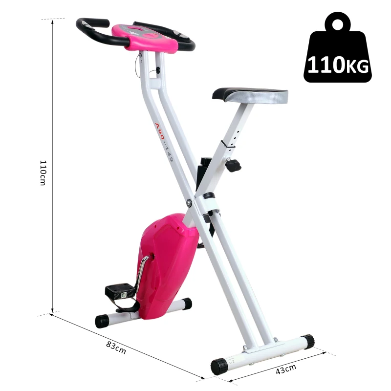 HOMCOM Steel Manual Home Exercise Bike w/ LCD Monitor Pink