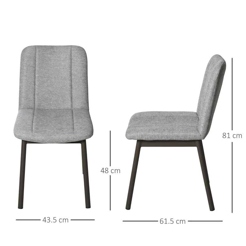 HOMCOM 2 Pieces Armless Dining Chair with Metal Leg Sponge Padding for Home Office