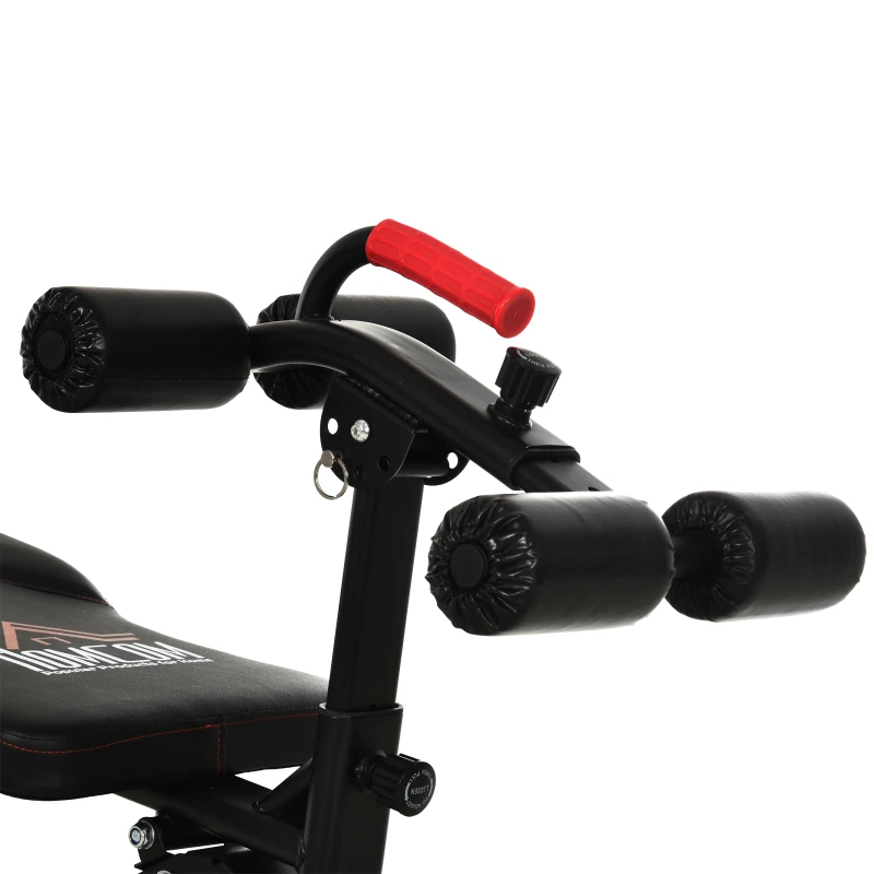 HOMCOM Steel Adjustable Sit-Up Bench w/ Resistance Ropes Black