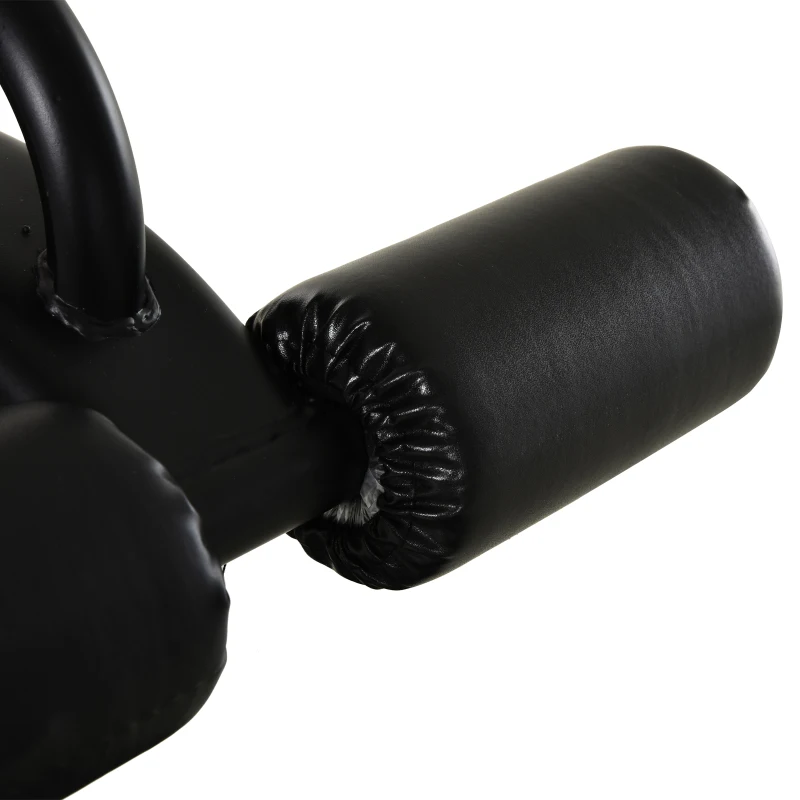 HOMCOM Steel Adjustable Sit-Up Bench w/ Resistance Ropes Black