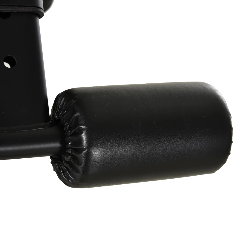 HOMCOM Steel Adjustable Sit-Up Bench w/ Resistance Ropes Black