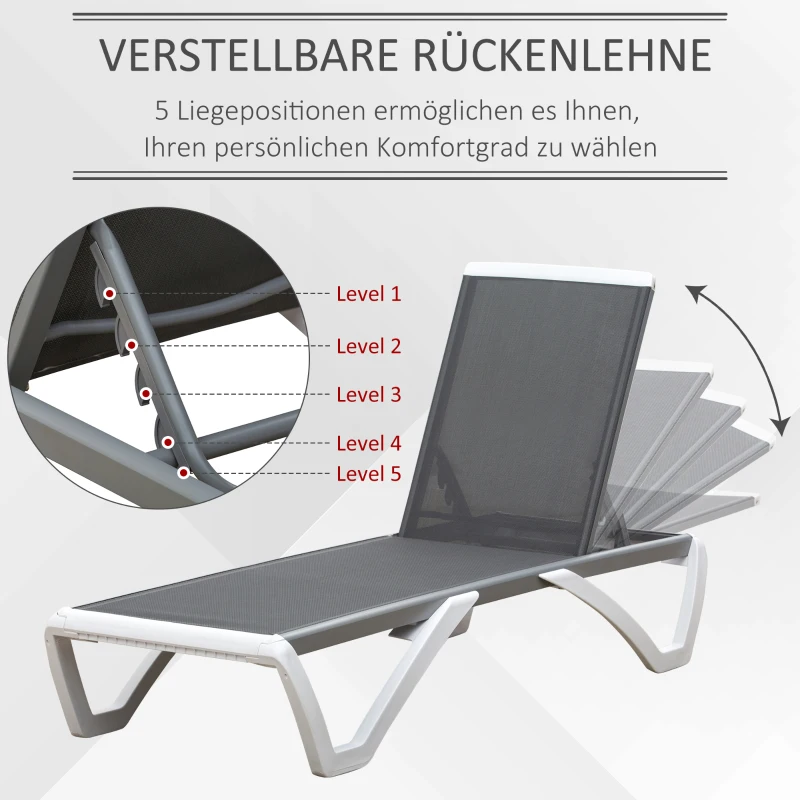 Ligstoel aluminium ligstoel stoffen ligbed relax ligstoel 5-voudig verstelbaar Texteline