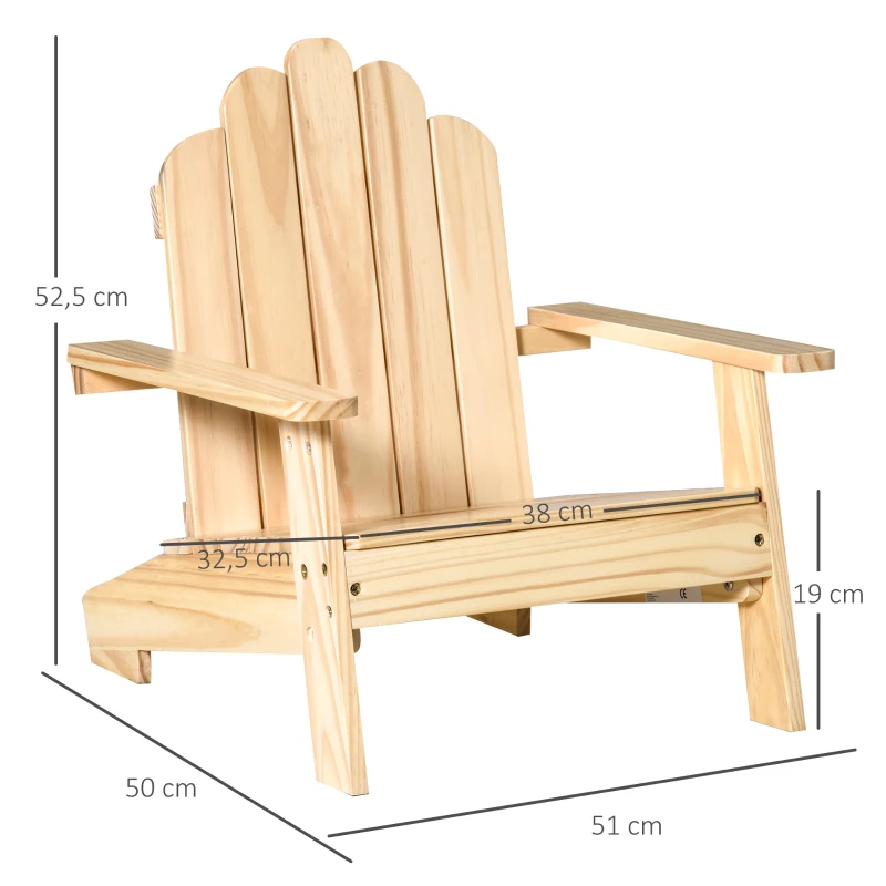 Adirondack tuinstoel kinderen tuinligstoel balkonstoel gemaakt van hout naturel