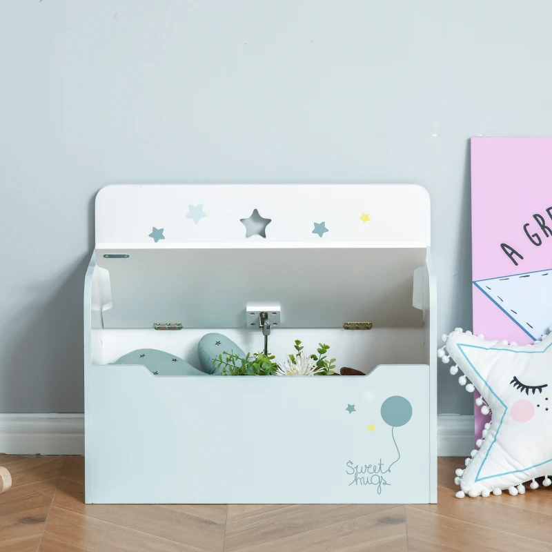 HOMCOM Kinderbank met opbergruimte 2-in-1 kistbank 3-8 jaar speelgoedkist lichtblauw