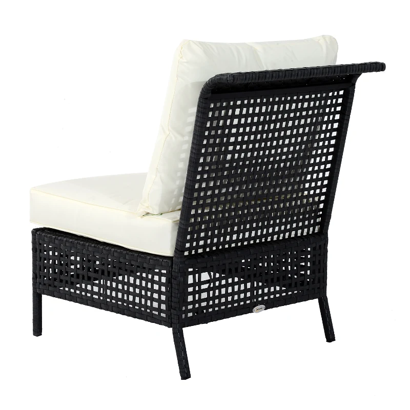 Outsunny Rattan Armless Chair, 80Lx60Wx82H cm-Black/Beige