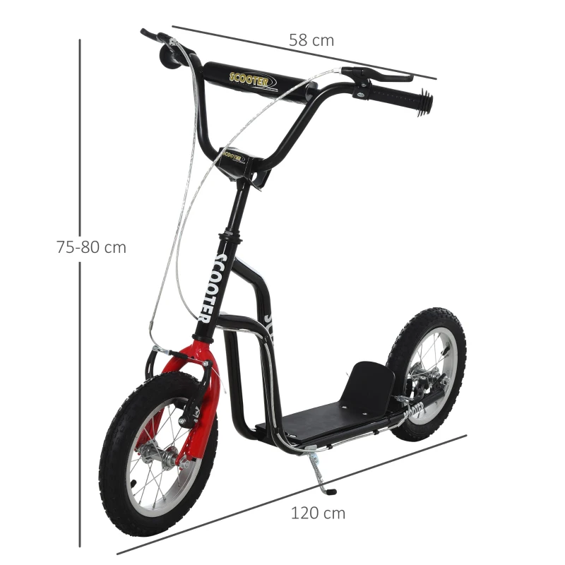 HOMCOM Kinderscooter stuur verstelbare step met luchtbanden 12 inch vanaf 5 jaar(m-3)