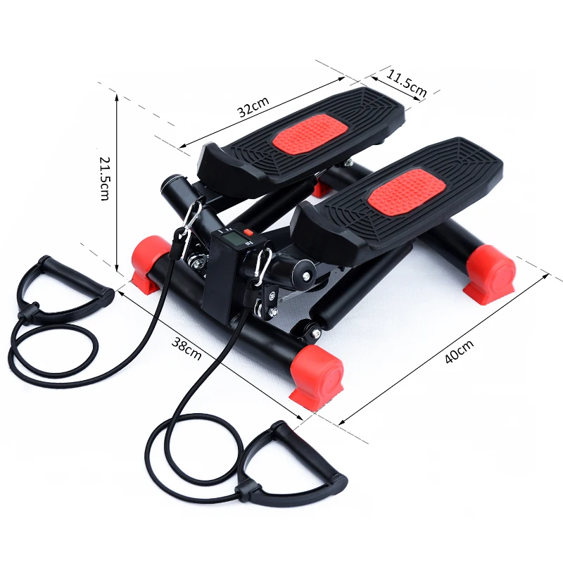 HOMCOM Mini Stepper W/Training Ropes-Black/Red