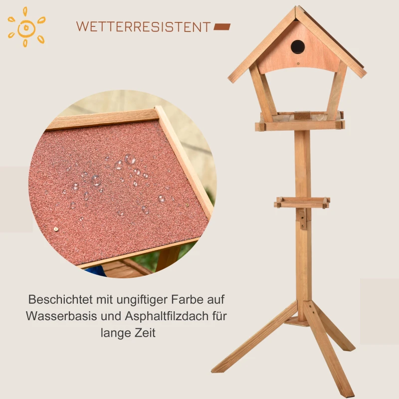 PawHut Vogelhuis houten vogelvilla voederhuis vogelhuis op staander vogelhuisje