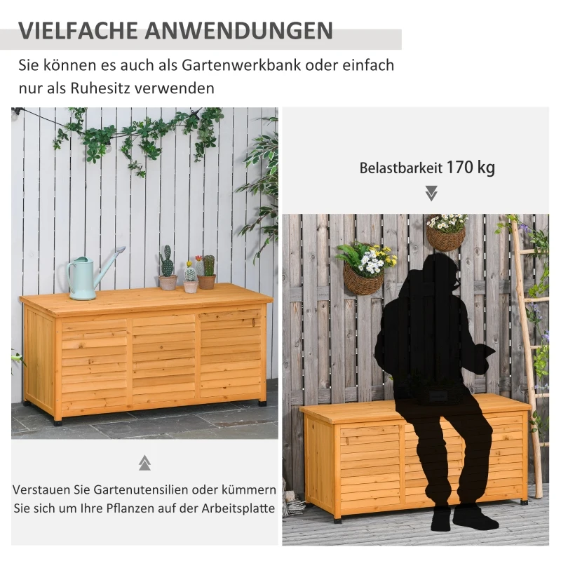 Outsunny Tuinkast gereedschapsschuur waterbestendig vurenhout groot geel