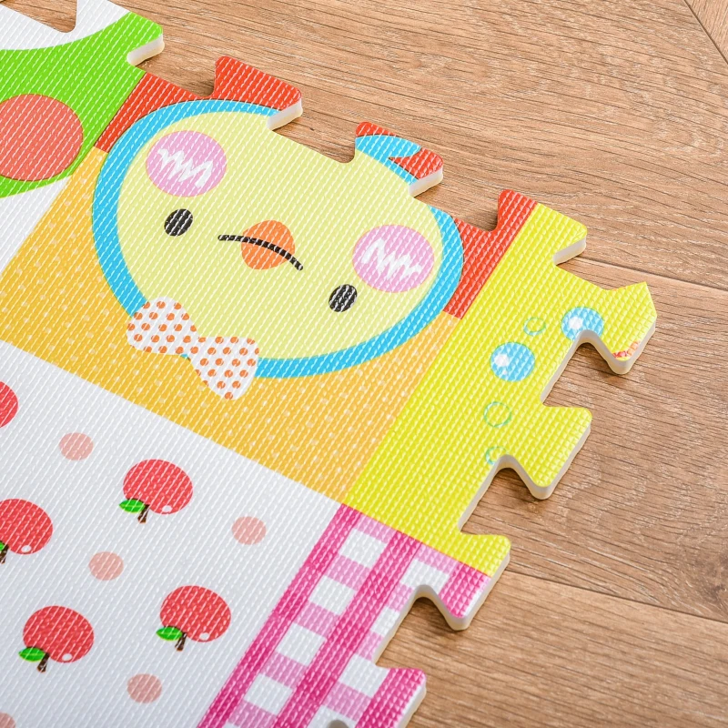 HOMCOM Puzzelmat kindertapijt opvouwbaar EVA kinderdieren patroon 61,5 x 61,5 cm