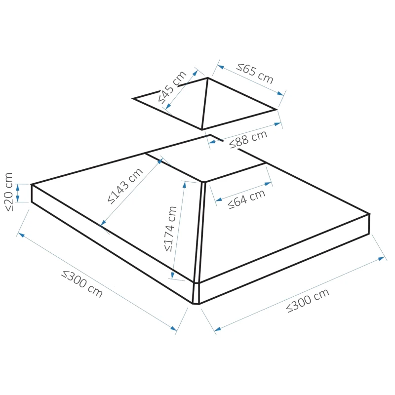 Vervangend dak voor metalen tuinpaviljoen paviljoen partytent tuintent 3x3