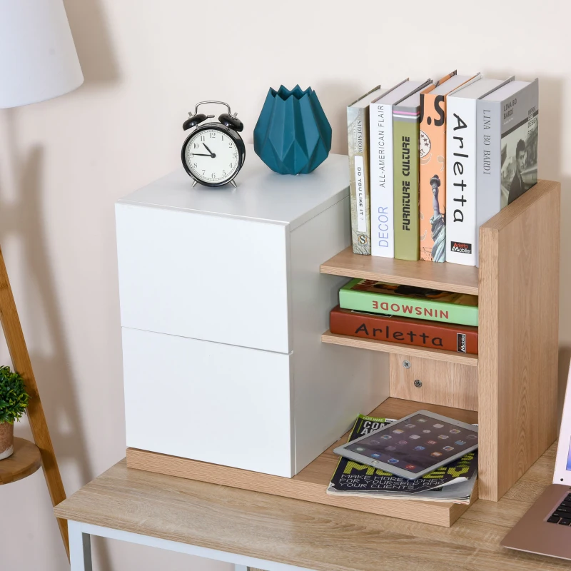 HOMCOM Bureau-organizer boekenplank 2 lades MDF Wit 60 x 40 x 45 cm