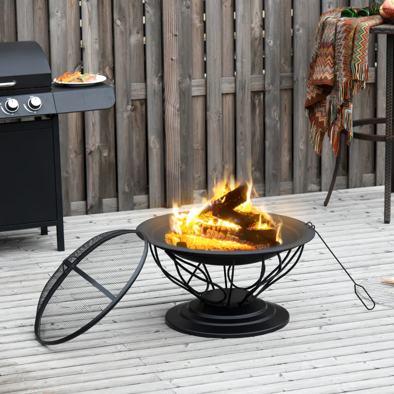 Outsunny Vuurkorf vuurschaal tuin terras stijlvol praktisch zwart