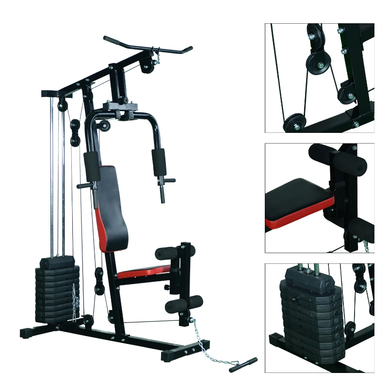 HOMCOM fitness-station krachtstation multigym fitnesscentrum fitnessapparaat pull-down leg curl