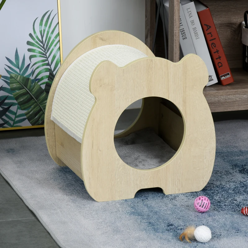 kattenhuis krabhuis met pluche kattenbed kattengrot sisal pluche naturel