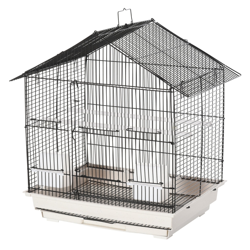 Vogelkooi vogelhuis volière voor papegaai met 2 voerbakjes wit