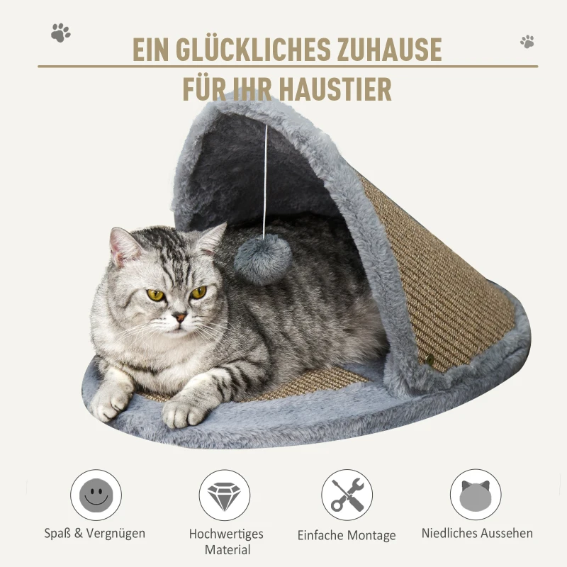 kattenbed kattenhuis omkeerbaar dak 2-in-1 krabbed voor katten sisal pluche