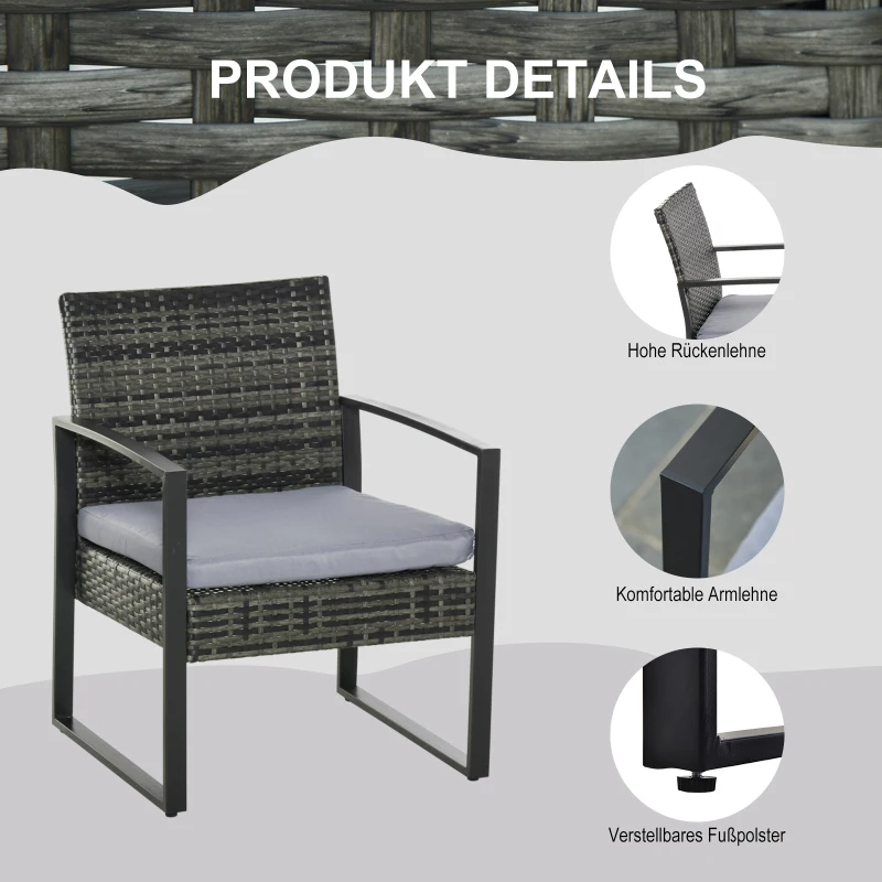 Outsunny Poly-rotan zitgroep 5-delig Tuinset met kussens tuin grijs