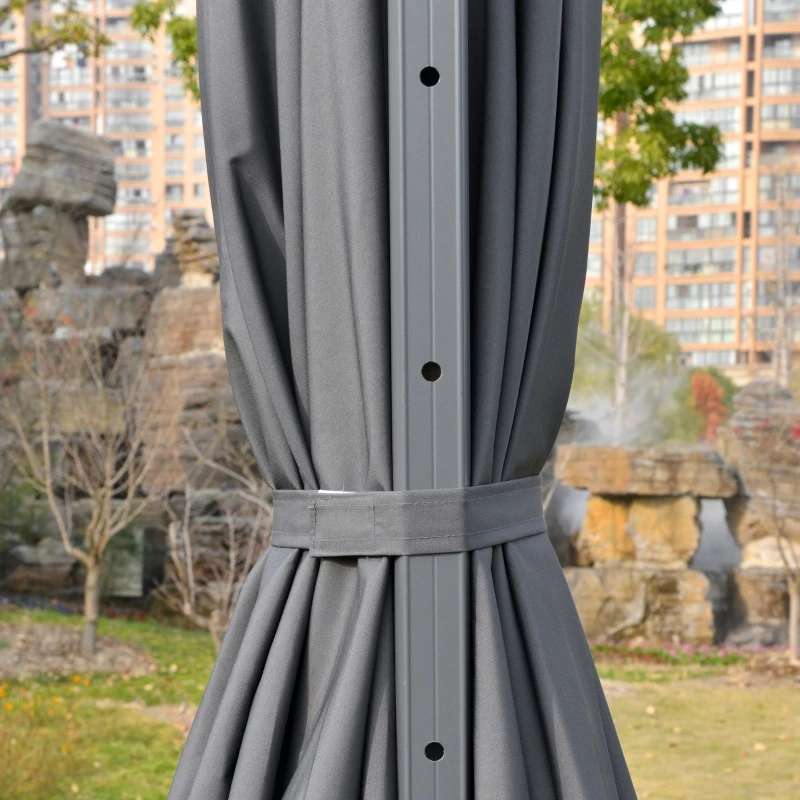 Outsunny Parasol 3x3m zweefparasol alu roma scherm met zonne-energie LED-verlichting neigbaar