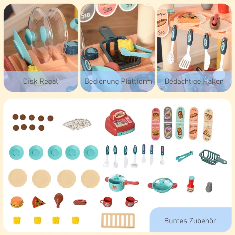 HOMCOM kinderkeuken met toebehoren 50-delig speelkeuken speelgoedkeuken kunststof