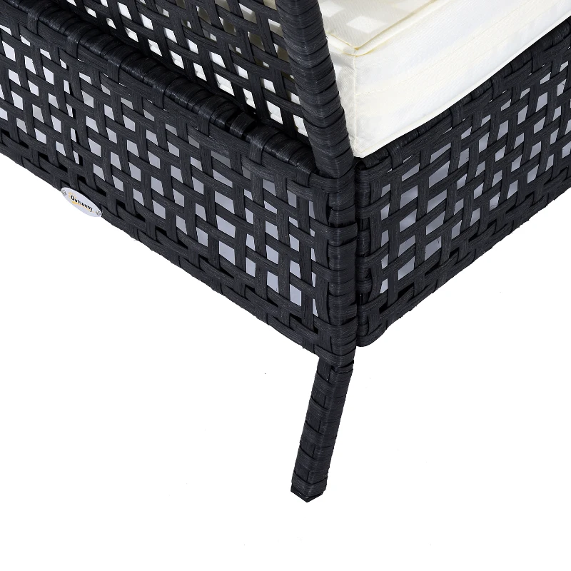 Outsunny Rattan Armless Chair, 80Lx60Wx82H cm-Black/Beige