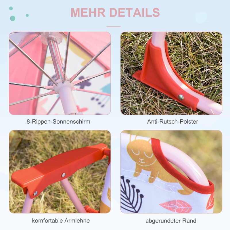 Kinder-campingstoel met parasol strandstoel opvouwbaar voor 1-3 jaar rood