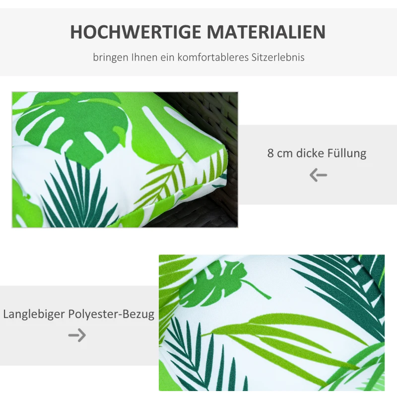 Outsunny Set van 2 zitkussens 50x45cm stoelkussens zitkussen tuinstoelkussens groen
