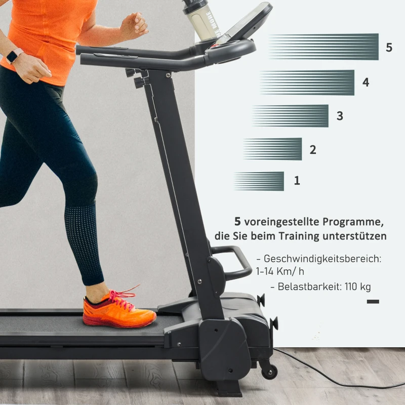 Elektrische loopband met LCD-display inklapbare fitnessapparatuur 1-14 km/u staal