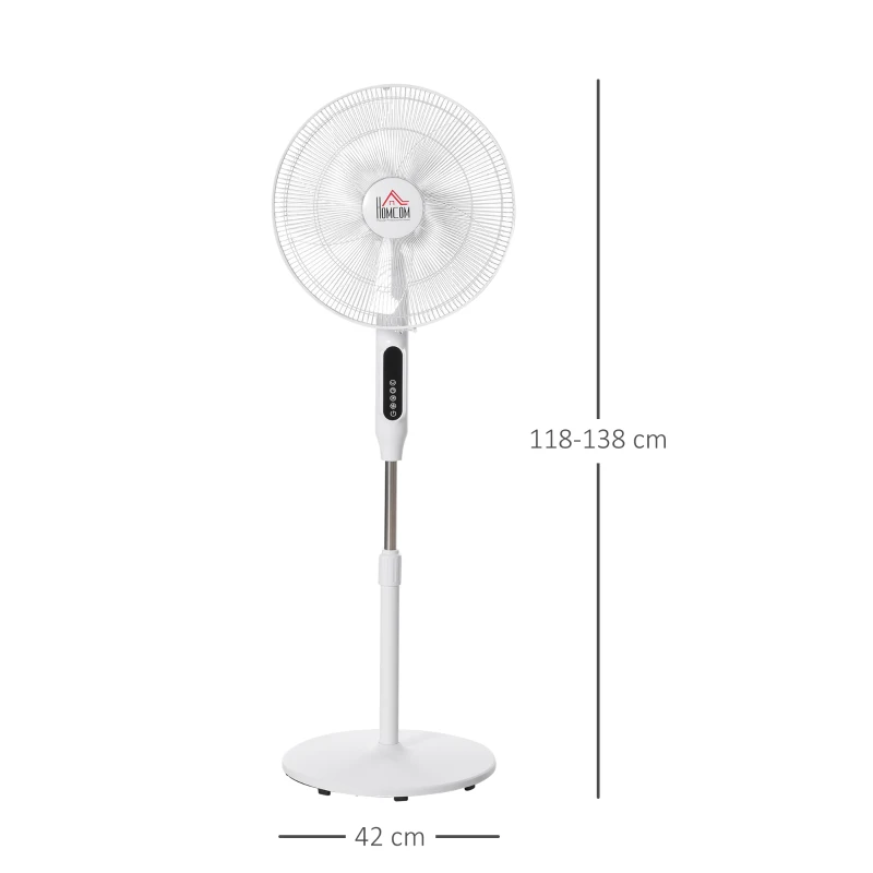 HOMCOM 138 cm staande ventilator 5 uurs timer ventilator 3 snelheden instelbaar staal