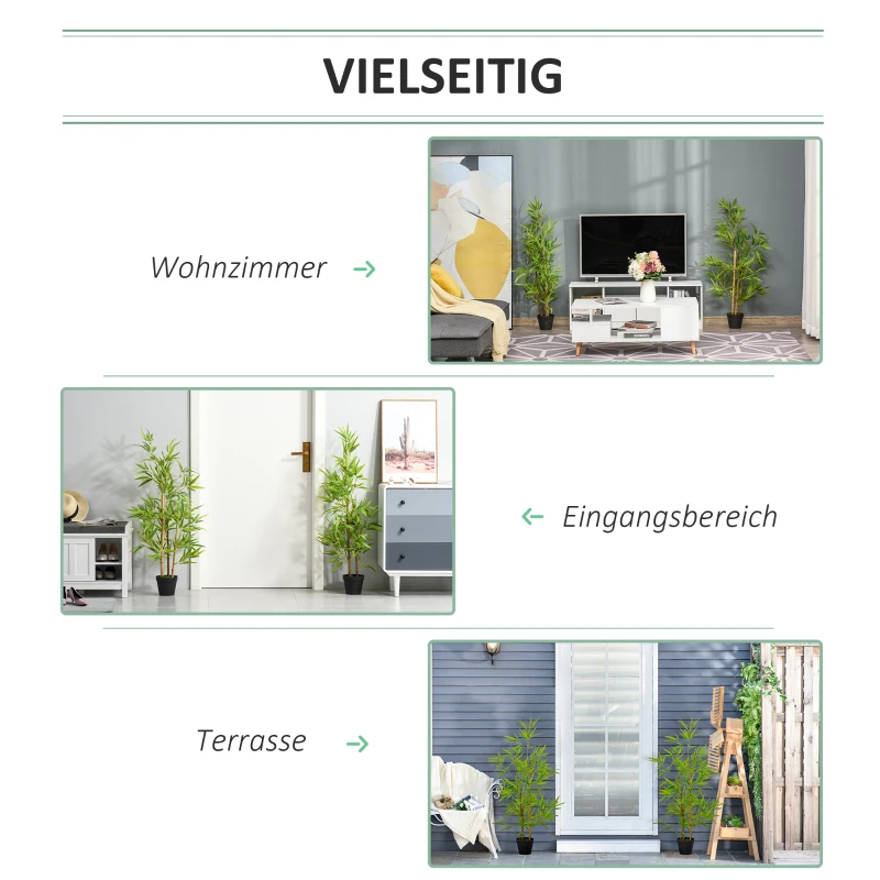 Outsunny Kunstmatige bamboe kunstplanten decoratie kunstboom boomdecoratie 120 cm