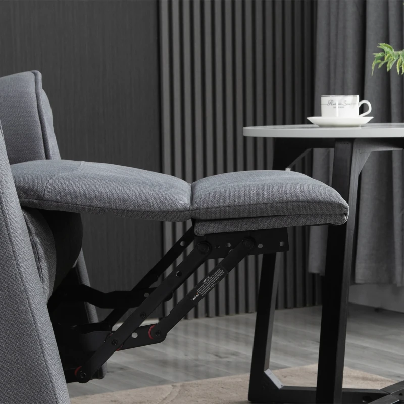 HOMCOM Sta-stoel met opsta-hulp tv-stoel ligfunctie linnen touch grijs